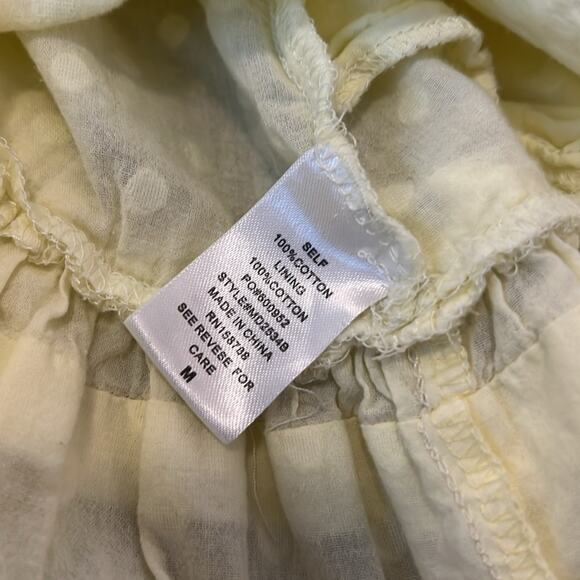 Mable Clothing‎ 3/4 Sleeve yellow Mini Dress Eyelet Ruffles Med M babydoll Boho - Picture 9 of 12